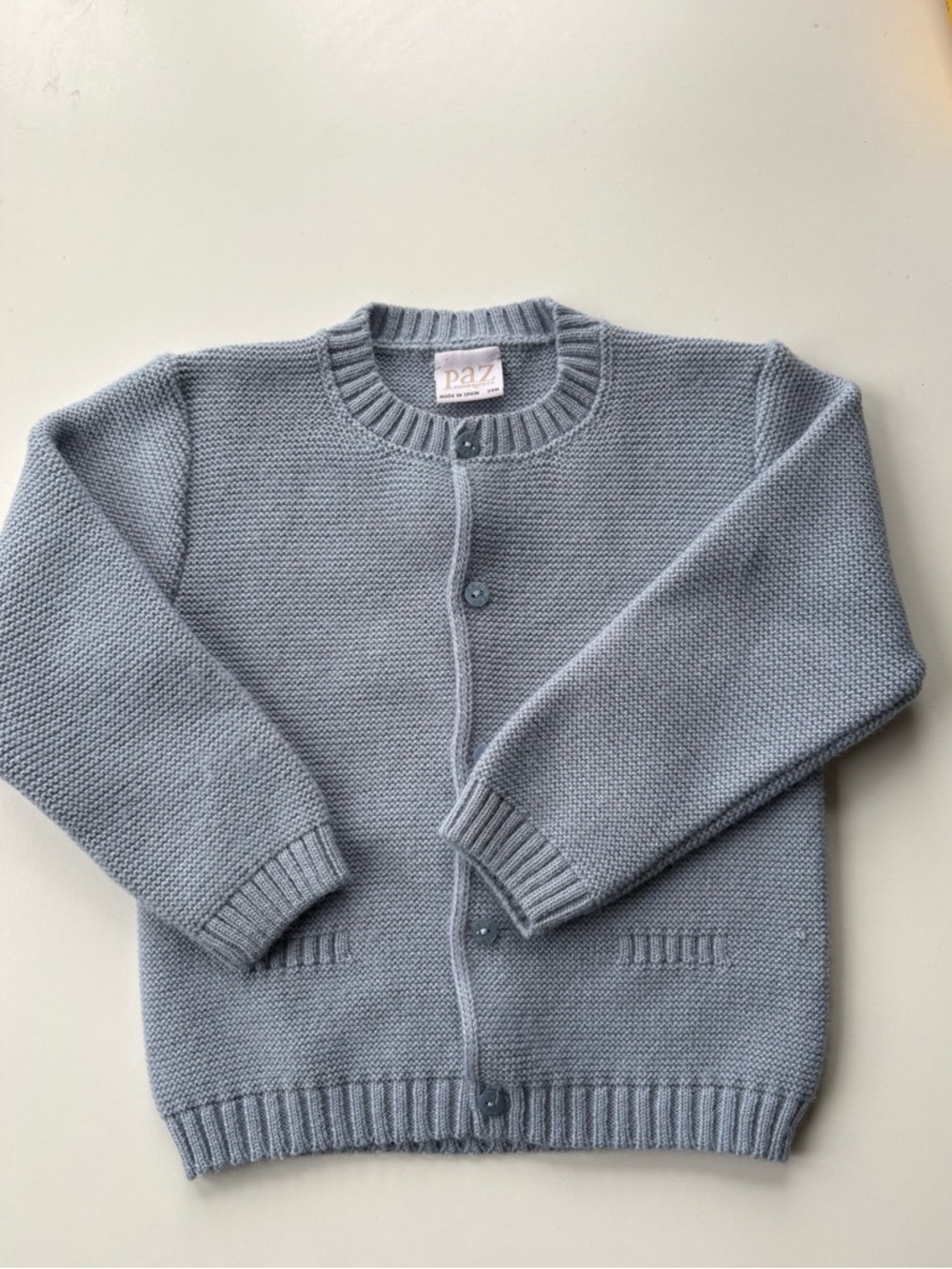 Paz Rodriguez blue knit cardigan